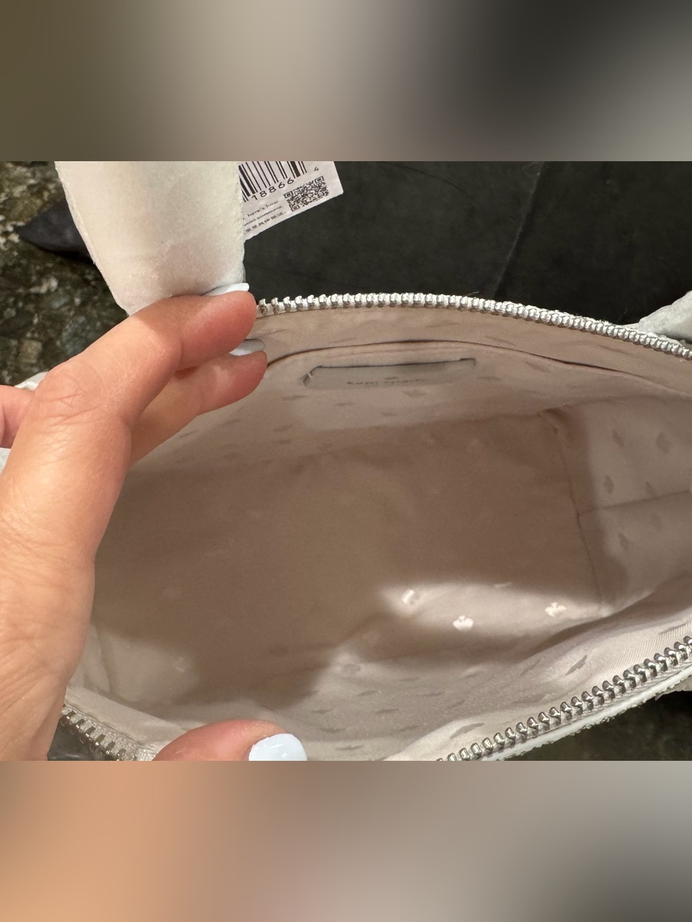 kate spade White Satchel with Silver Glitter Trim - Picture 7 of 10